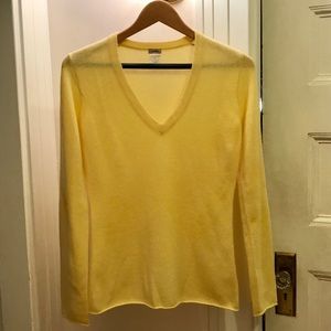 J Crew Yellow V-Neck Cashmere Sweater